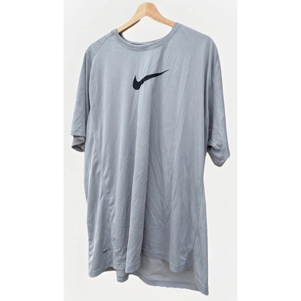 Nike FIT Men's Gray XXL Dri-FIT Crew Neck Short Sleeve Pullover Athletic Top